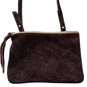 Monserat de Lucca Elegant burgundy Suede leather with metallic sparkles Bag